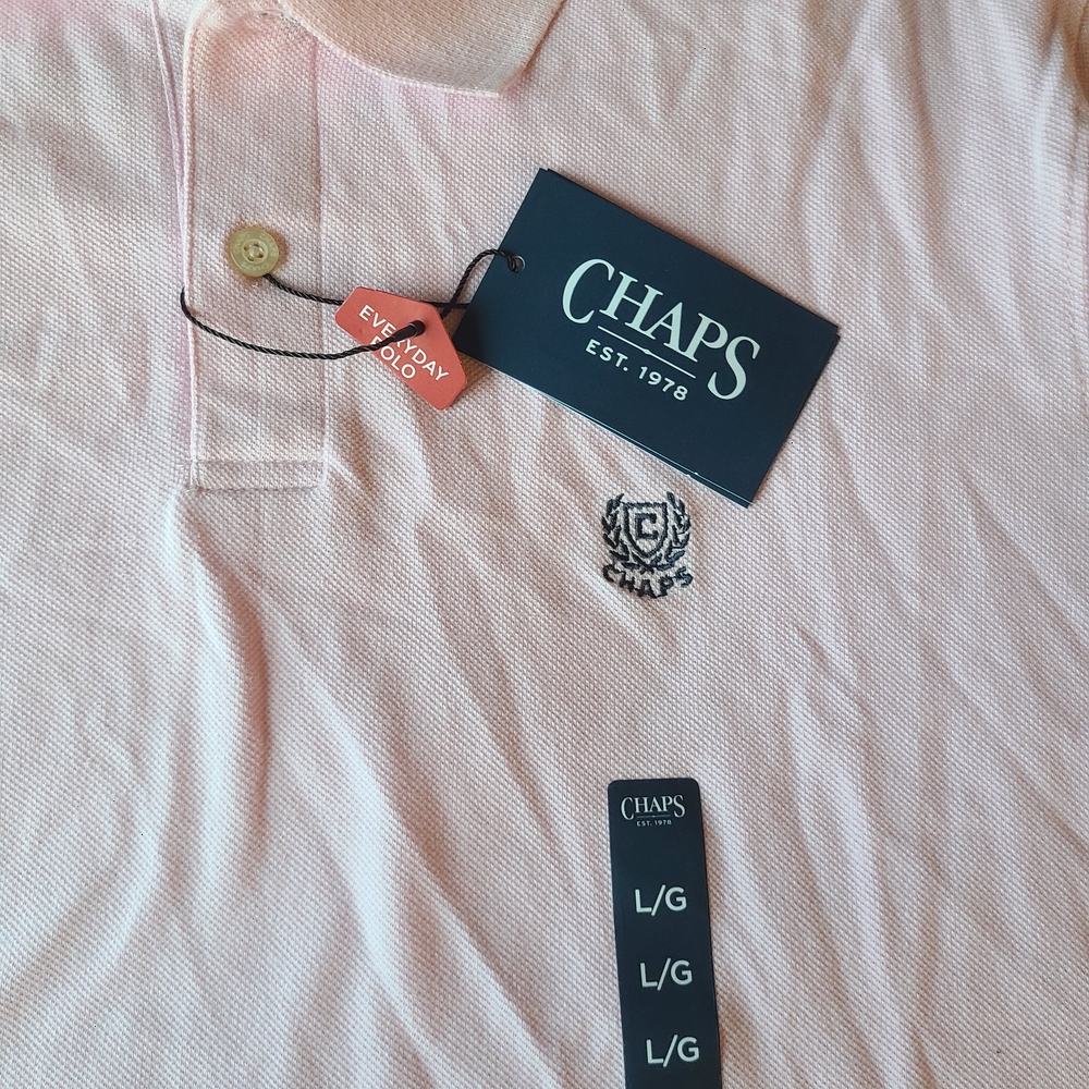 Chaps Mens Size Large Pink Polo Shirt, NWT
